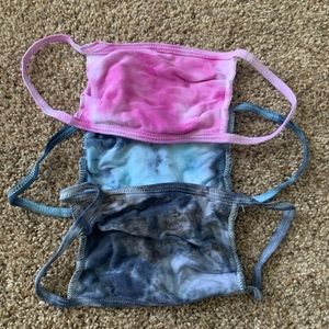 NWT blue & pink tie dye cotton face mask bundle